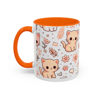 Cute Cat Floral Accent Coffee Mug - Perfect for Cat Lovers