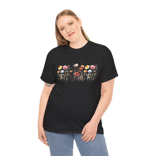 Floral Garden Unisex Heavy Cotton Tee - Perfect for Spring Celebrations