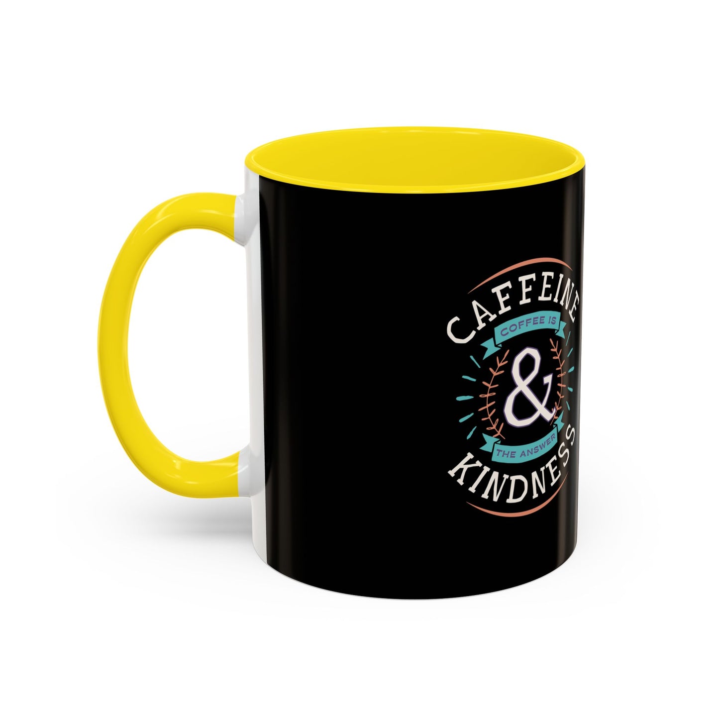 Caffeine & Kindness Coffee Mug - 11oz & 15oz Black Accent Mug