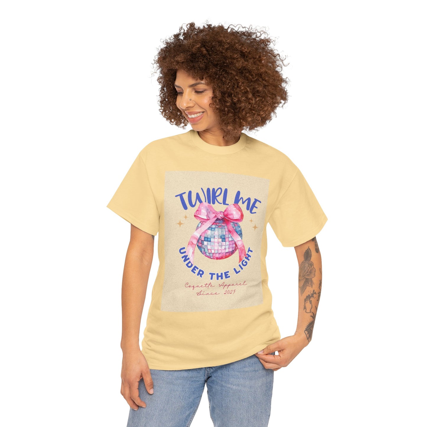 Twirl Me Under the Light women Heavy Cotton Tee - Fun Dance Party Shirt