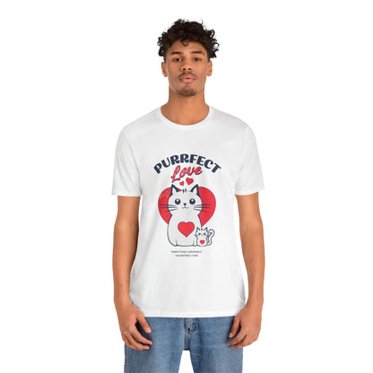 Purrfect Love Cat Tee | Adorable Valentine's Day Unisex Jersey Shirt