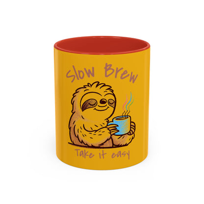 Cute Sloth Coffee Mug - Slow Brew Take It Easy - Fun Gift for Coffee Lovers