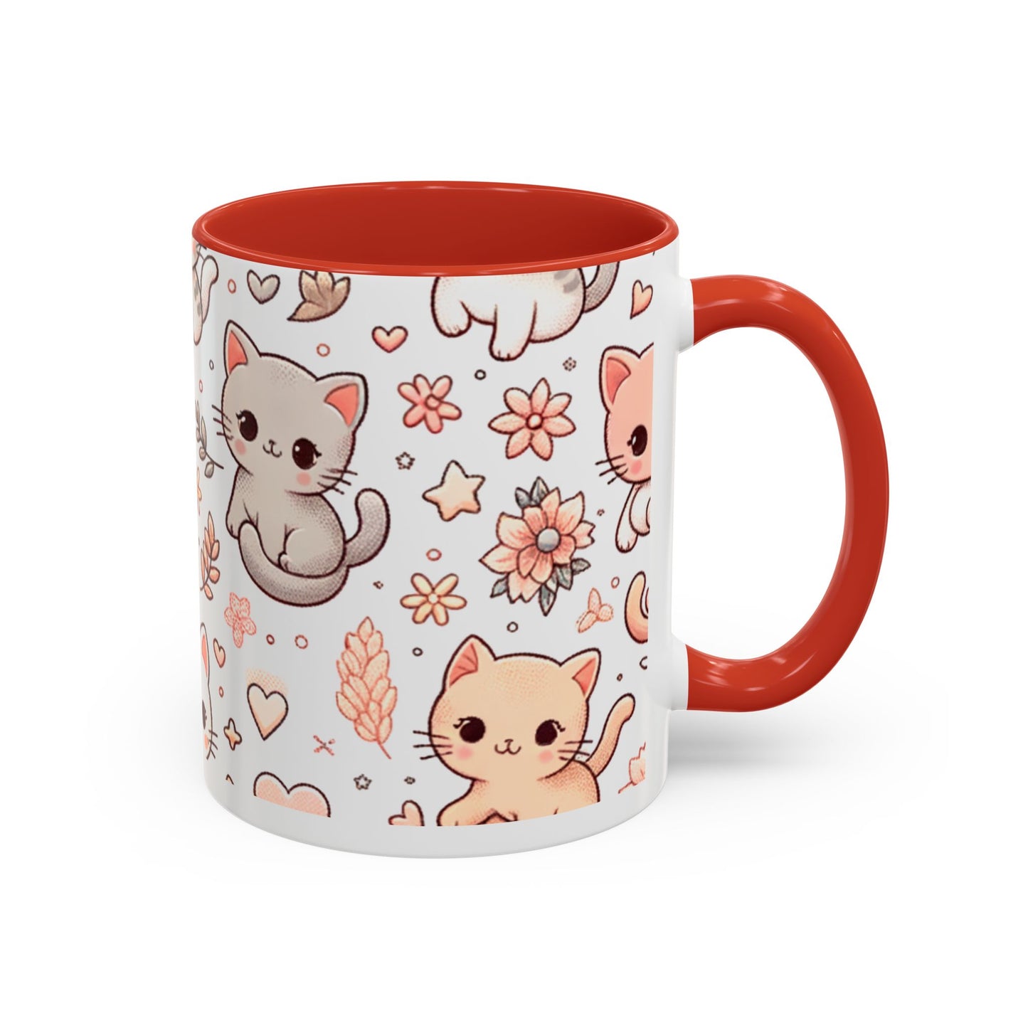 Cute Cat Floral Accent Coffee Mug - Perfect for Cat Lovers