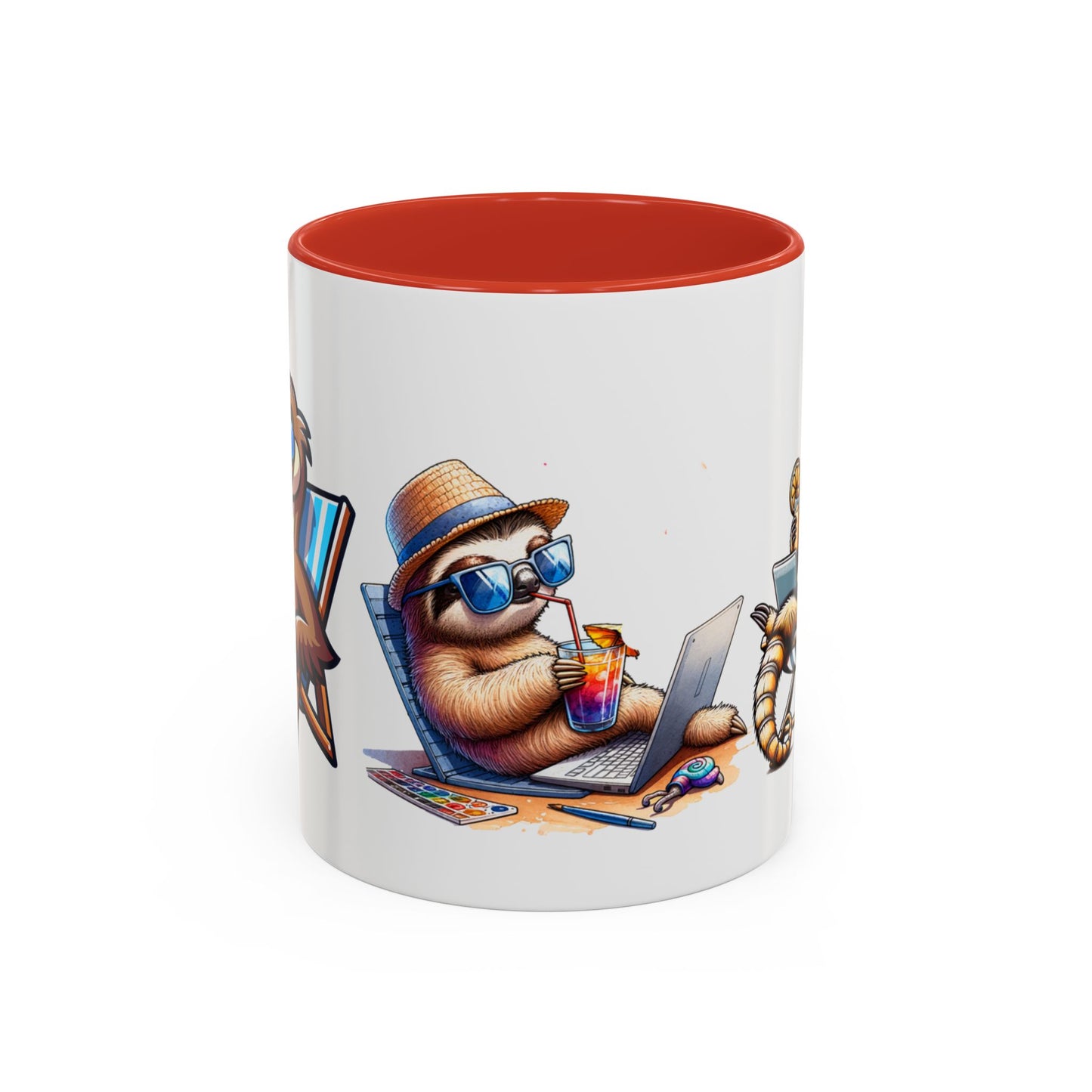 Chill Sloth Accent Coffee Mug - Fun 11oz & 15oz Drinking Mug for Relaxed Vibes