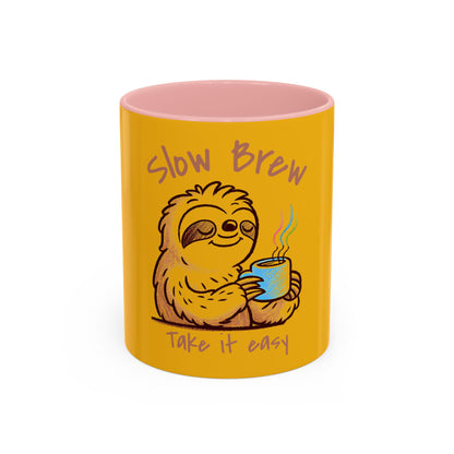 Cute Sloth Coffee Mug - Slow Brew Take It Easy - Fun Gift for Coffee Lovers