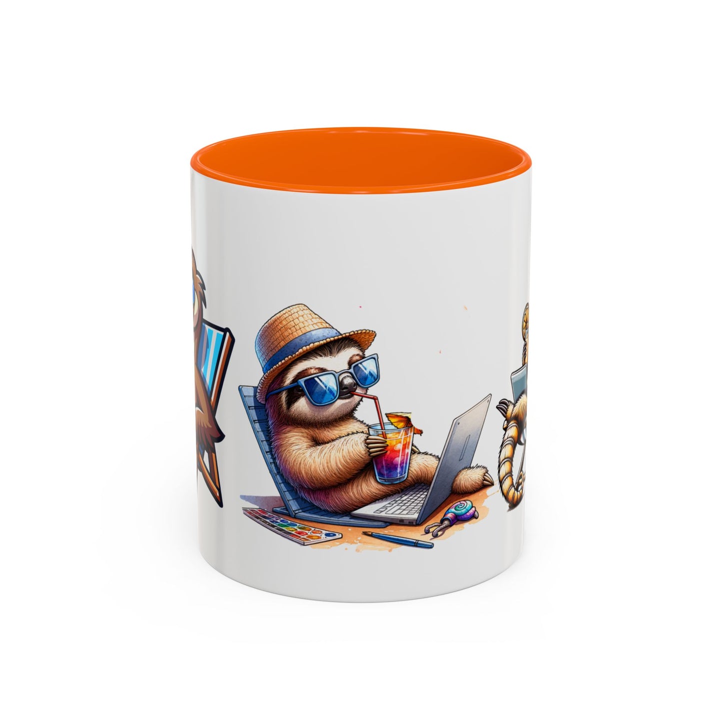 Chill Sloth Accent Coffee Mug - Fun 11oz & 15oz Drinking Mug for Relaxed Vibes