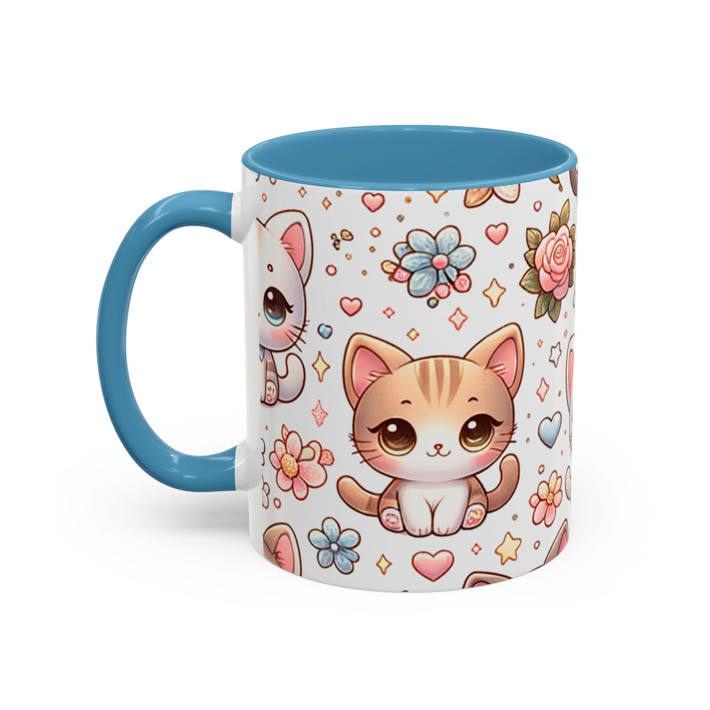 Cute Cat Floral Accent Coffee Mug - Perfect Gift for Cat Lovers