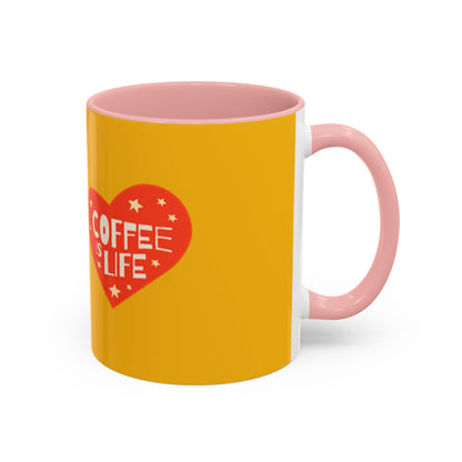 Coffee is Life Accent Mug - Fun Yellow Coffee Cup for Coffee Lovers