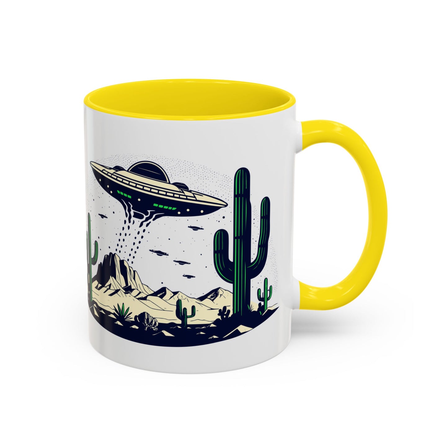 Retro UFO Accent Coffee Mug - Perfect for Sci-Fi Lovers and Gift Giving