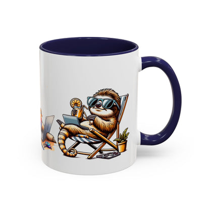 Chill Sloth Accent Coffee Mug - Fun 11oz & 15oz Drinking Mug for Relaxed Vibes