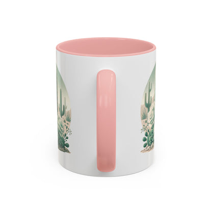 Cactus & Rose Accent Coffee Mug - Stylish 11/15oz Drinkware for Nature Lovers