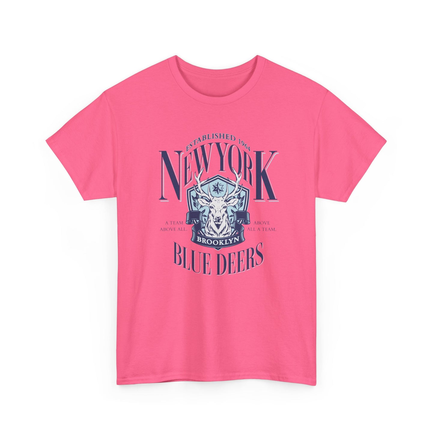 New York Blue Deers Men Heavy Cotton Tee - Vibrant Graphic T-Shirt for Urban Style