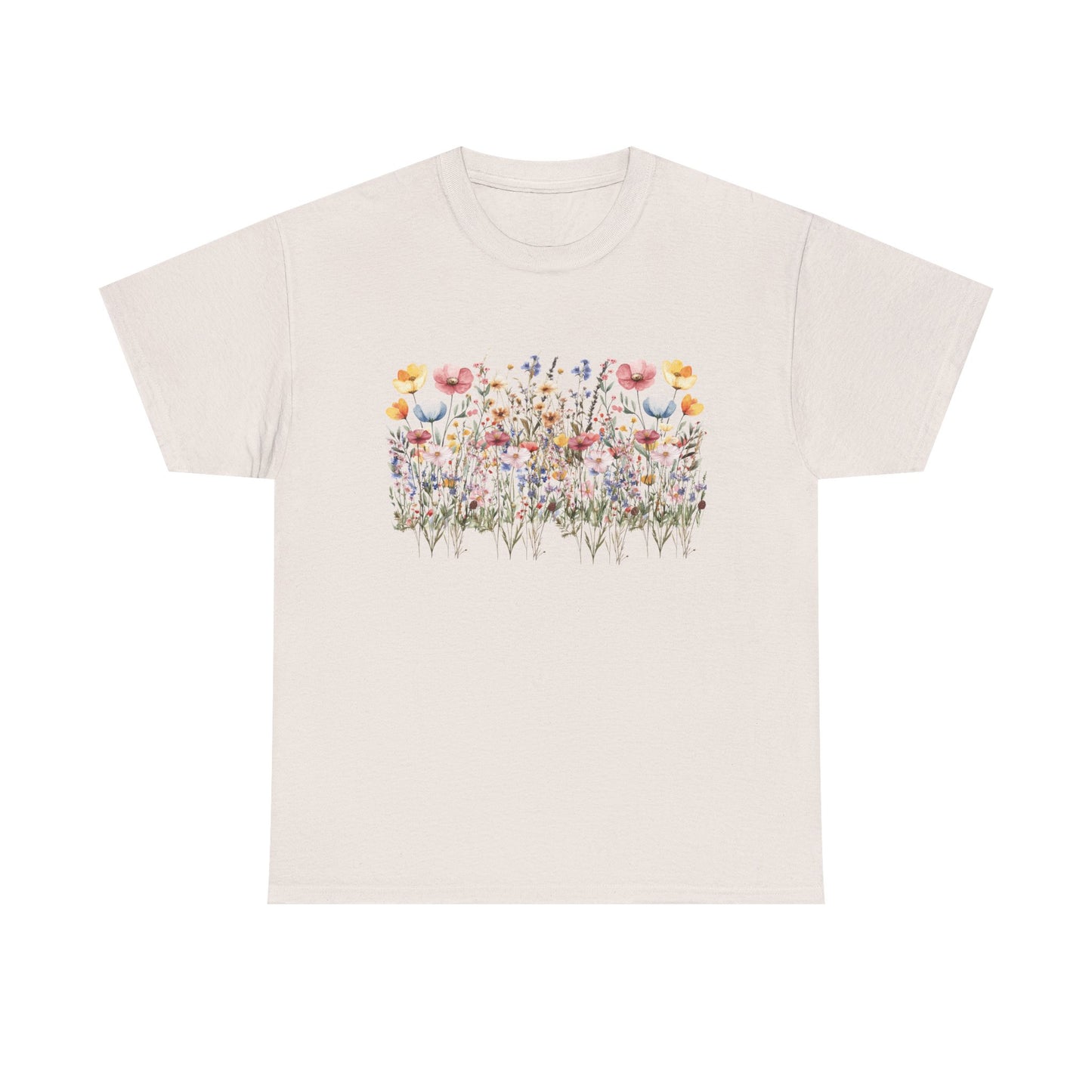 Spring Floral Women's Heavy Cotton Tee - Perfect for Casual Outings & Gifts