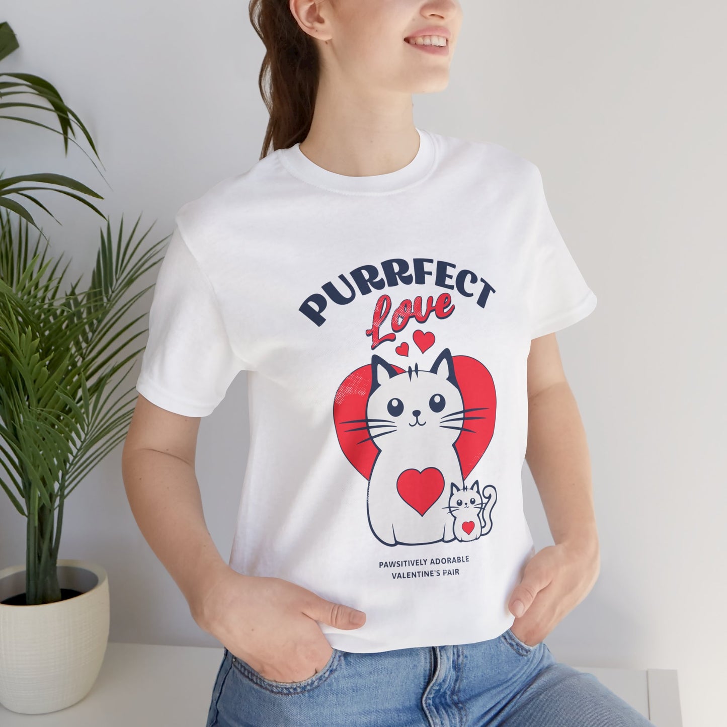 Purrfect Love Cat Tee | Adorable Valentine's Day Unisex Jersey Shirt