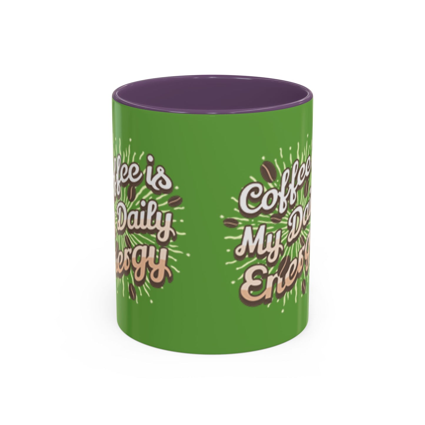 Coffee Is My Daily Energy Mug - Fun Green Accent Coffee Cup for Coffee Lovers