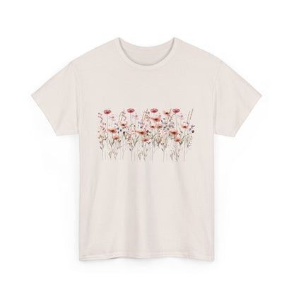 Floral Women's   Heavy Cotton T-shirt  - Comfortable Spring Style