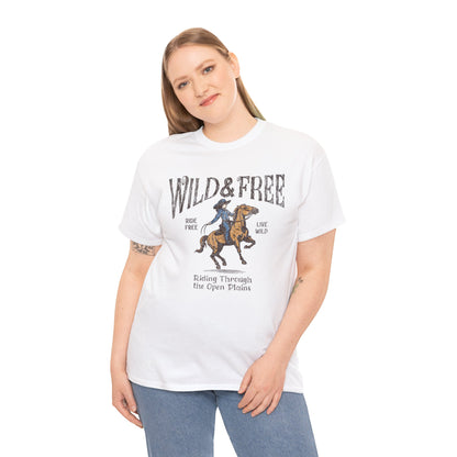 Wild & Free Women Heavy Cotton Tee - Adventure Spirit Graphic Tee