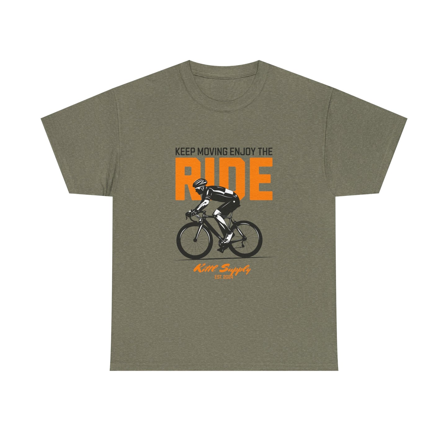 Cycling Motivational Unisex Heavy Cotton Tee - 'Keep Moving Enjoy the Ride'