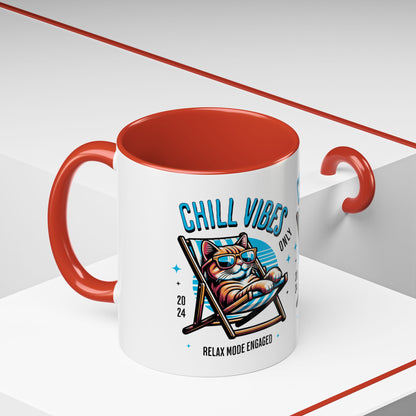 Chill Vibes Only Cat Coffee Mug - Relax Mode Engaged