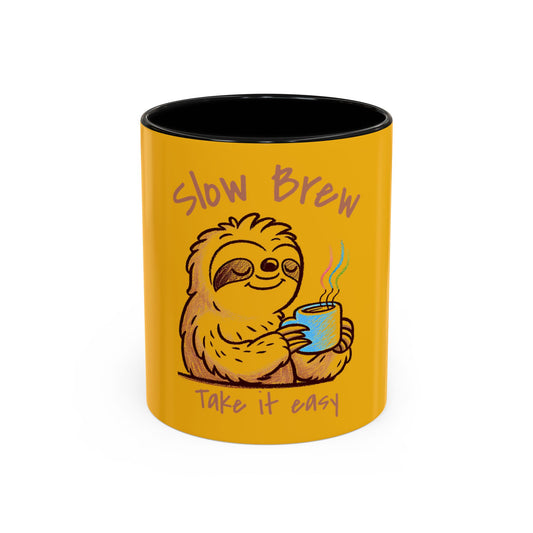 Cute Sloth Coffee Mug - Slow Brew Take It Easy - Fun Gift for Coffee Lovers