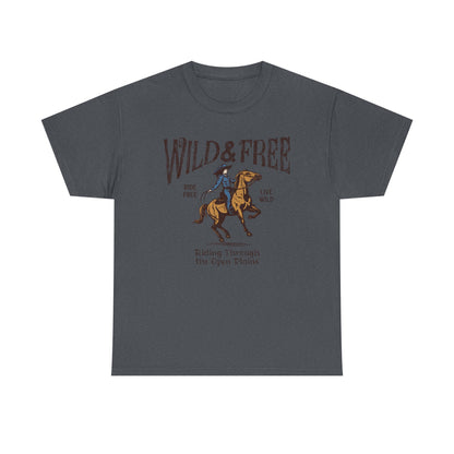 Wild & Free Women Heavy Cotton Tee - Adventure Spirit Graphic Tee