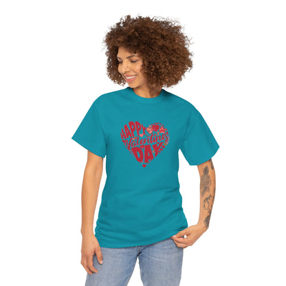 Valentine's Day Unisex Heavy Cotton Tee - Happy Heart Design