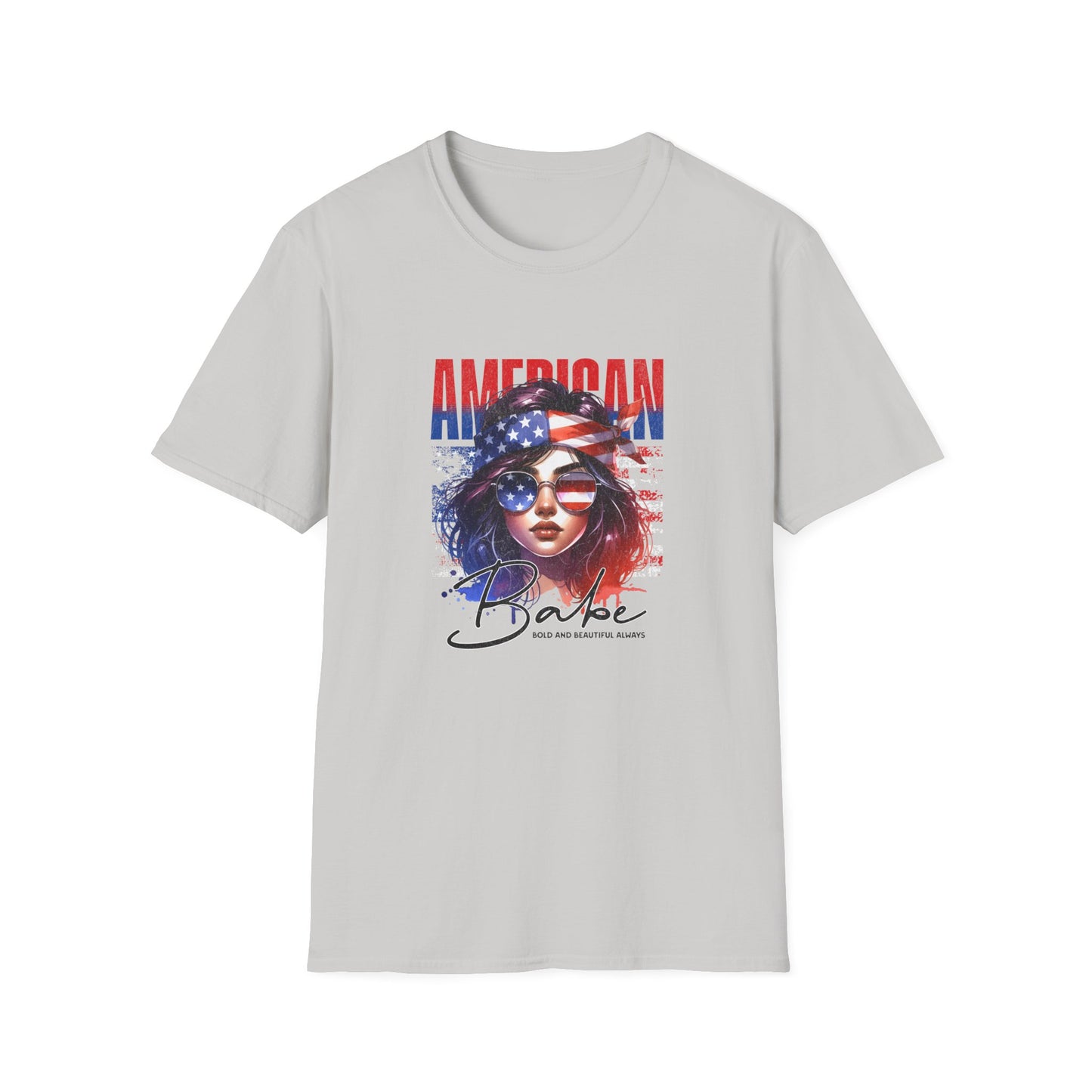 American Babe Unisex Softstyle T-Shirt - Patriotic Graphic Tee for Holidays and Celebrations