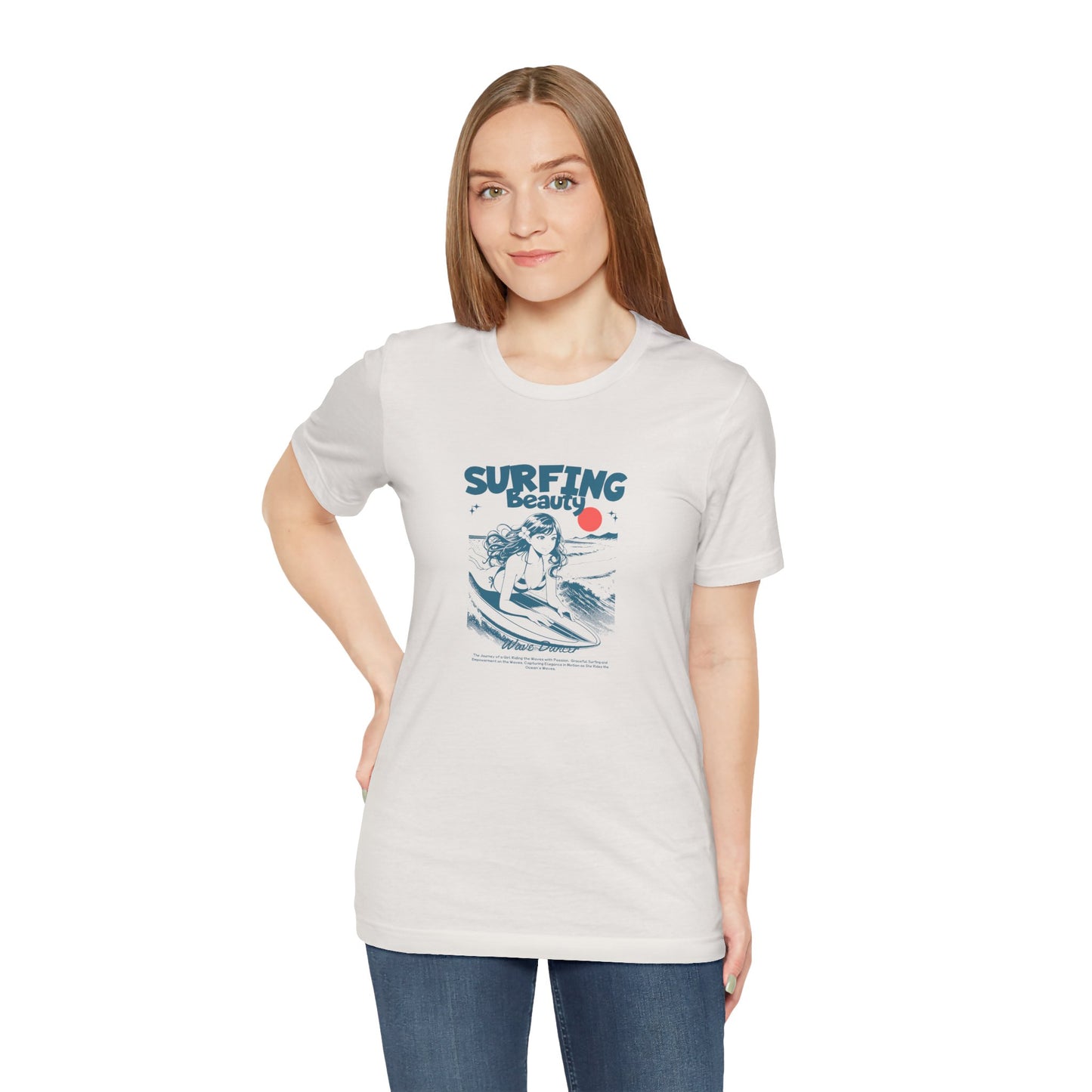 Surfing Beauty Unisex Tee - Vintage Style Short Sleeve T-Shirt