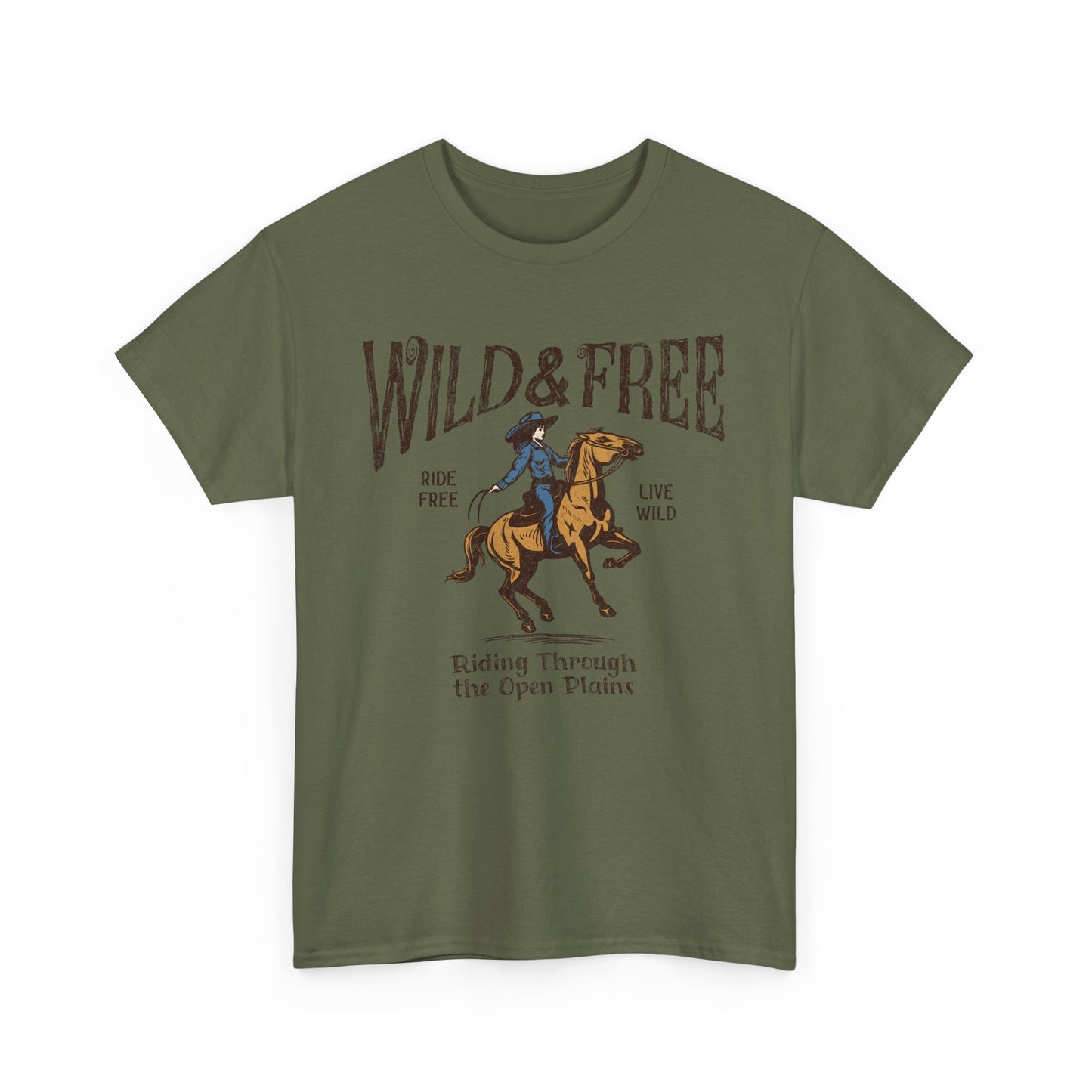 Wild & Free Women Heavy Cotton Tee - Adventure Spirit Graphic Tee