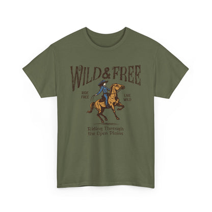 Wild & Free Women Heavy Cotton Tee - Adventure Spirit Graphic Tee