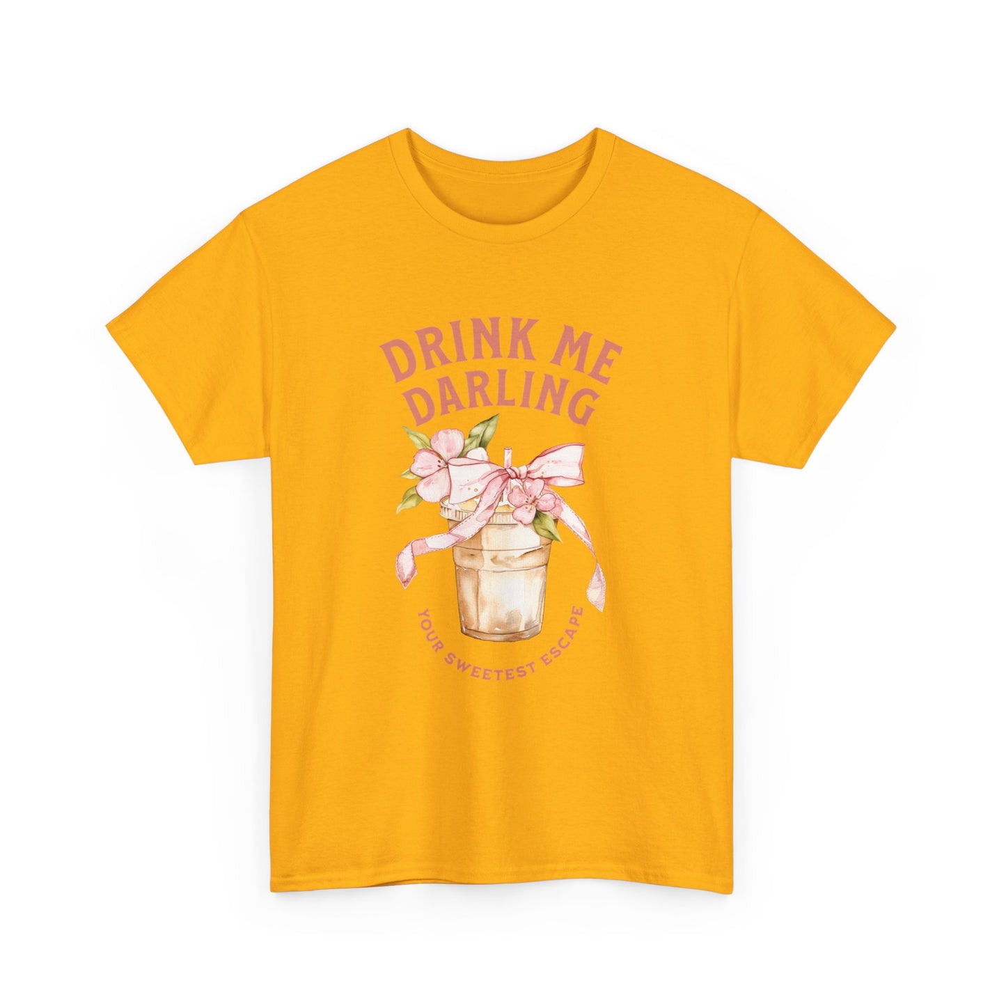 Drink Me Darling Floral Women Heavy Cotton Tee - Sweet Summer Vibe