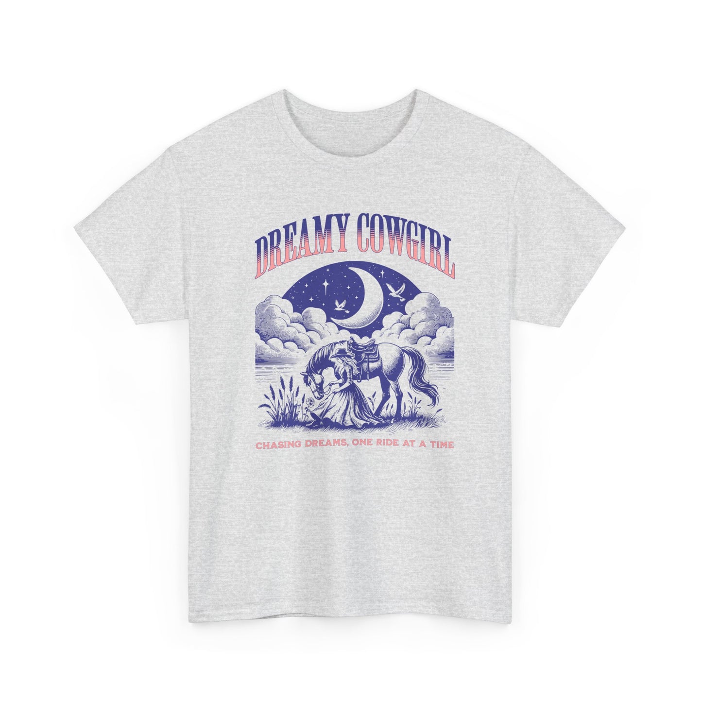 Dreamy Cowgirl MEN Heavy Cotton T-SHIRT- Chase Dreams in Style