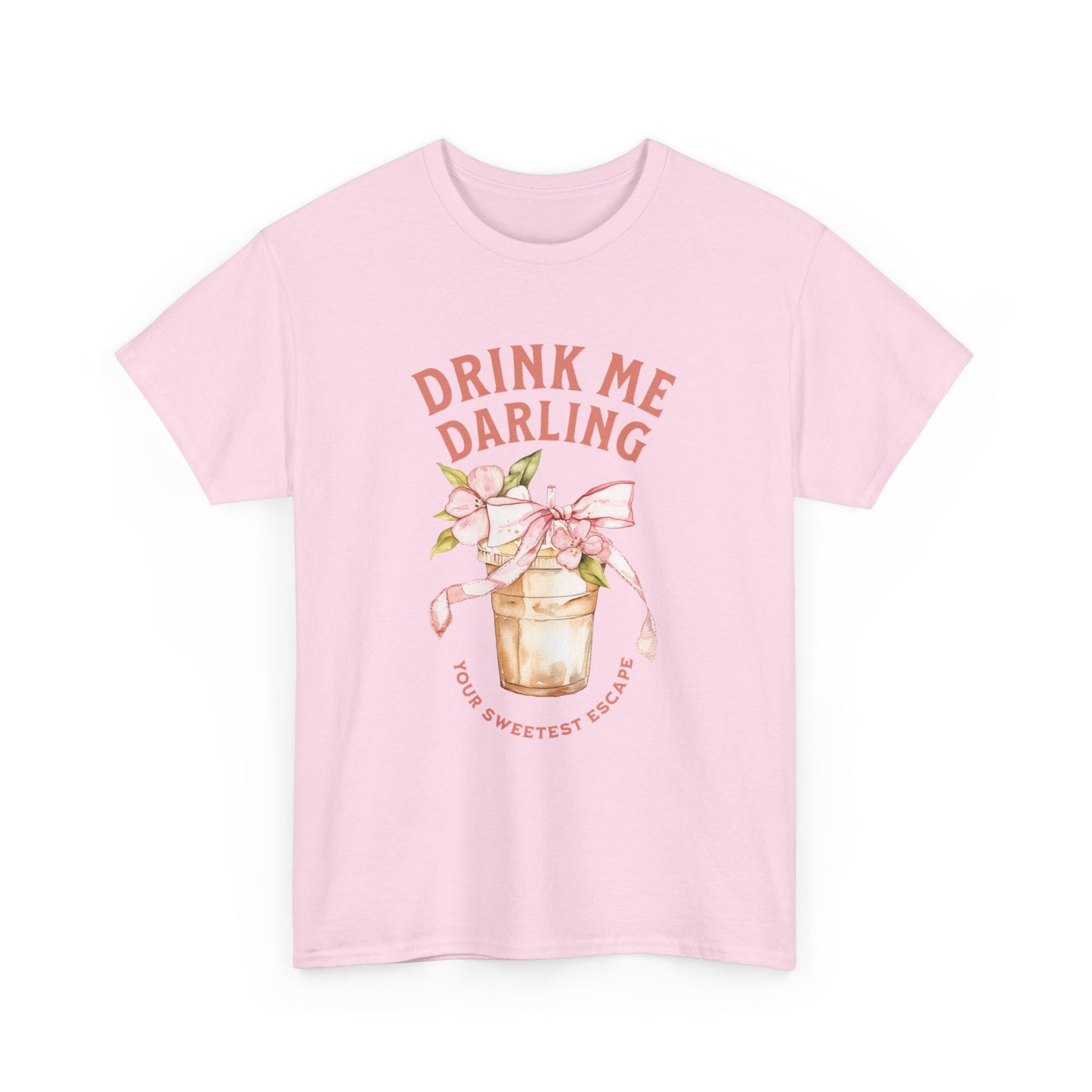 Drink Me Darling Floral Women Heavy Cotton Tee - Sweet Summer Vibe