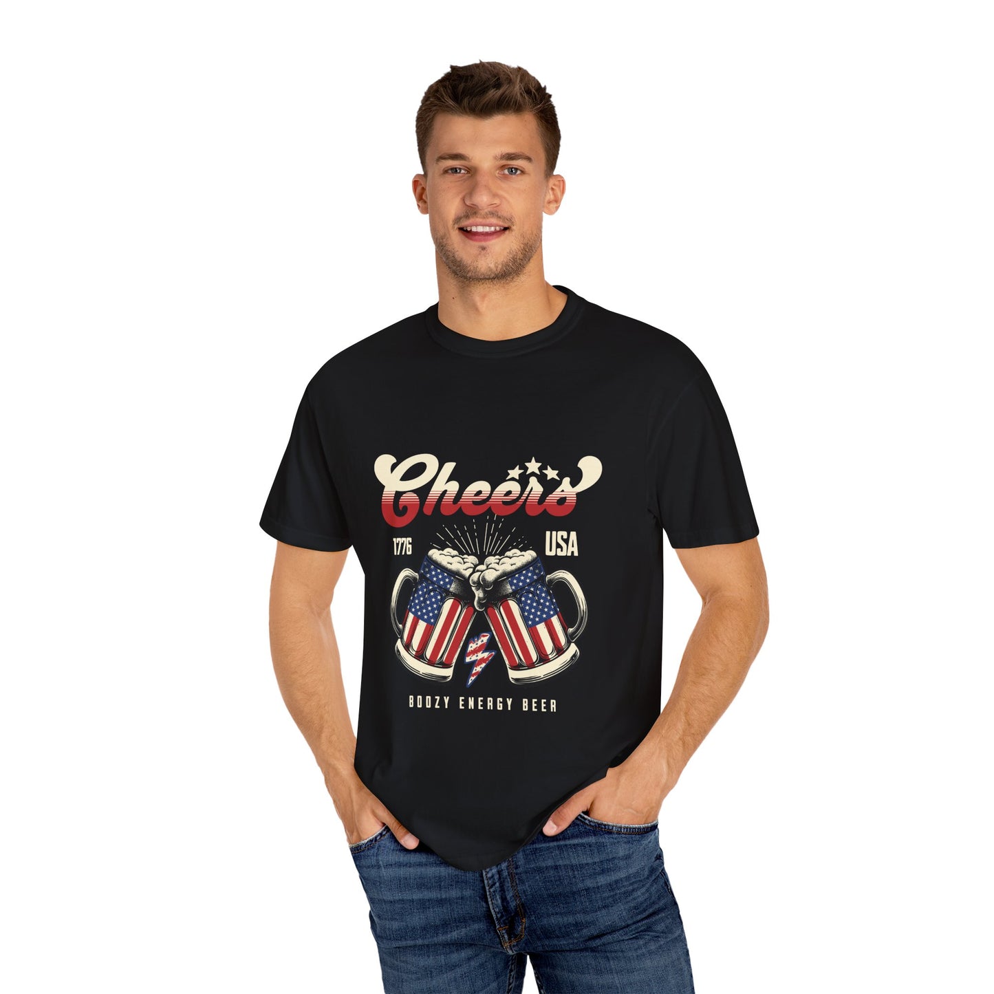 Celebrate Freedom Unisex Garment-Dyed T-Shirt - Cheers USA Beer Design