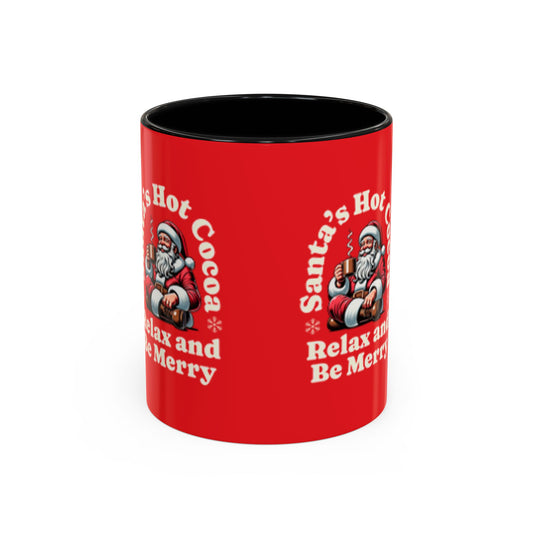 Santa's Hot Cocoa Accent Coffee Mug - Relax and Be Merry - Perfect Holiday Gift