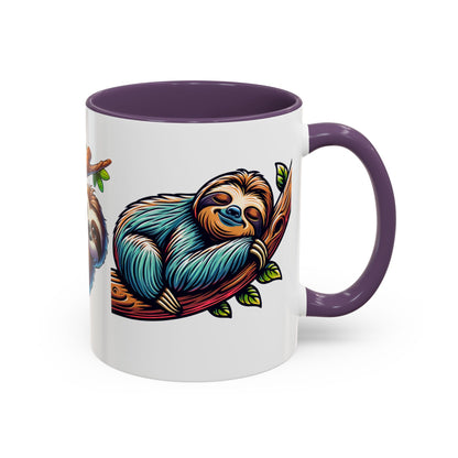 Sloth-Themed Accent Coffee Mug - Fun and Cute Design for Animal Lovers!