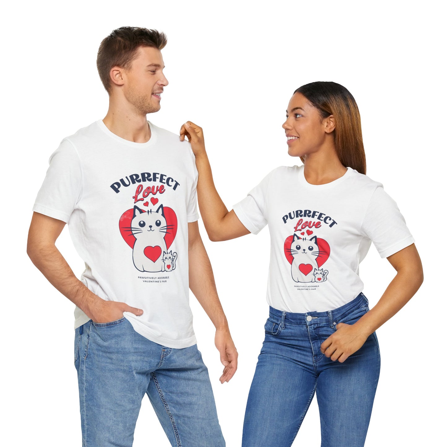 Purrfect Love Cat Tee | Adorable Valentine's Day Unisex Jersey Shirt