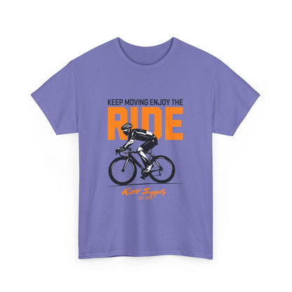 Cycling Motivational Unisex Heavy Cotton Tee - 'Keep Moving Enjoy the Ride'