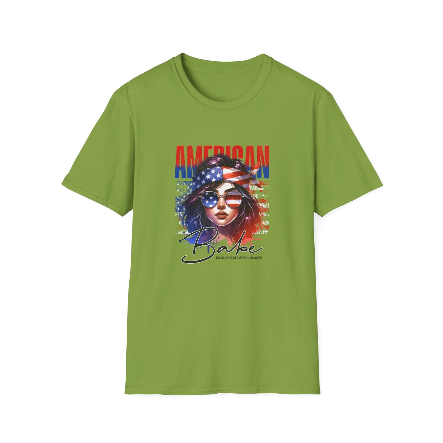 American Babe Unisex Softstyle T-Shirt - Patriotic Graphic Tee for Holidays and Celebrations