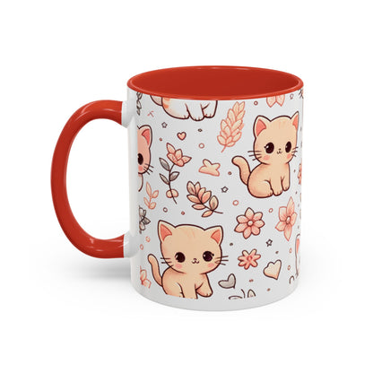 Cute Cat Floral Accent Coffee Mug - Perfect for Cat Lovers