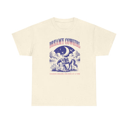 Dreamy Cowgirl MEN Heavy Cotton T-SHIRT- Chase Dreams in Style