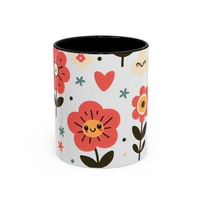 Cheerful Floral Accent Coffee Mug - Happy Vibes for Every Sip