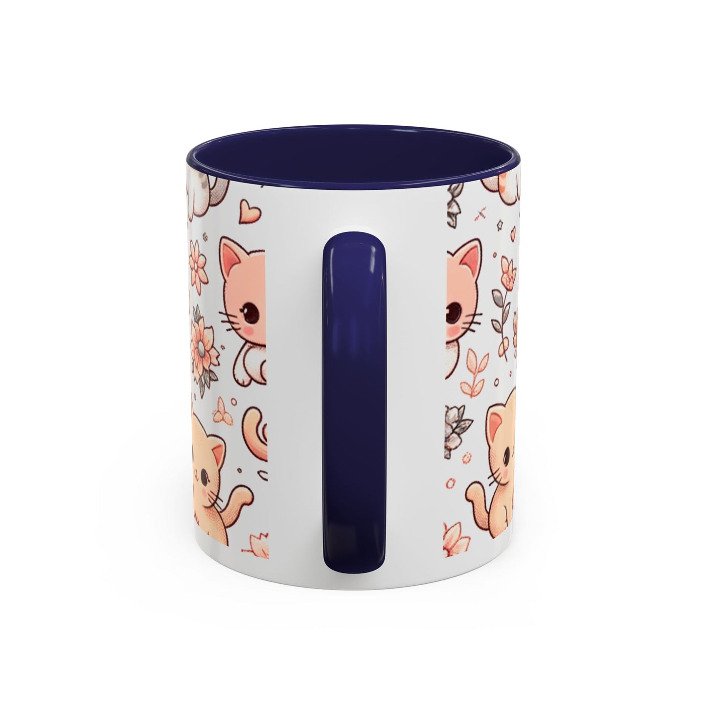 Cute Cat Floral Accent Coffee Mug - Perfect for Cat Lovers