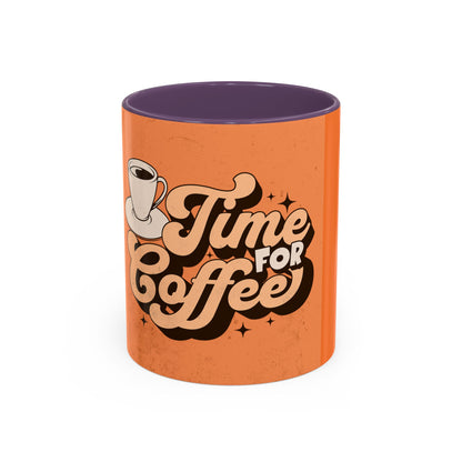 Time for Coffee Accent Mug - 11oz & 15oz - Fun Retro Coffee Cup for Coffee Lovers