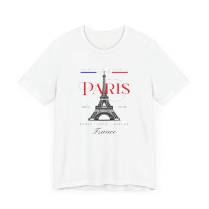 Paris Love Unisex Jersey Tee - Eiffel Tower Graphic Shirt