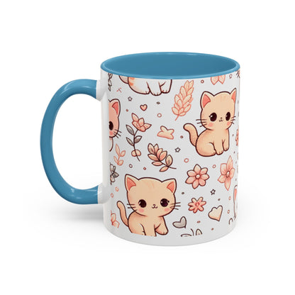 Cute Cat Floral Accent Coffee Mug - Perfect for Cat Lovers