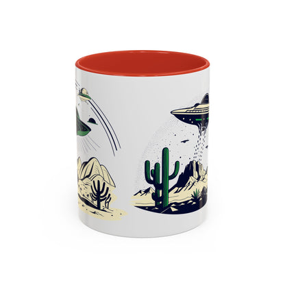 Retro UFO Accent Coffee Mug - Perfect for Sci-Fi Lovers and Gift Giving