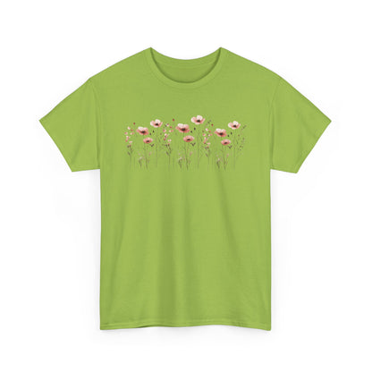 Floral Design Women's  Heavy Cotton Tee - Perfect for Casual Outings and Gifts