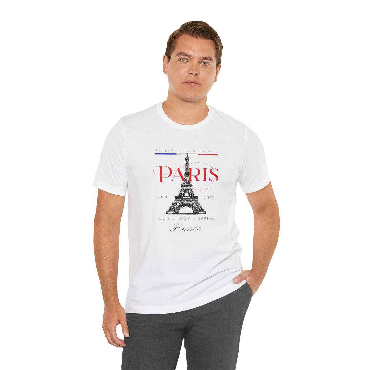 Paris Love Unisex Jersey Tee - Eiffel Tower Graphic Shirt