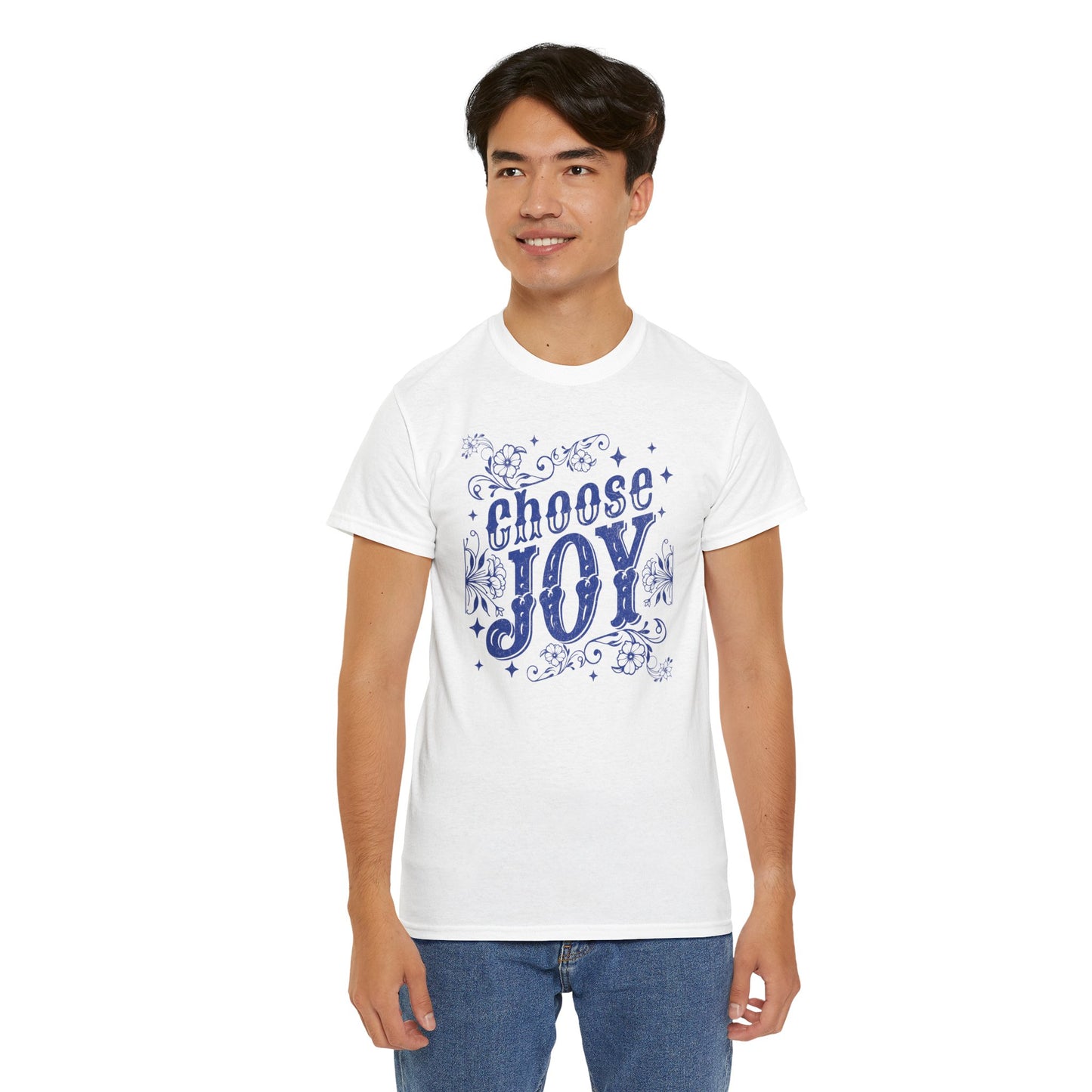 Choose Joy Men  Heavy Cotton Tee - Positive Vibes T-Shirt for Everyday Wear